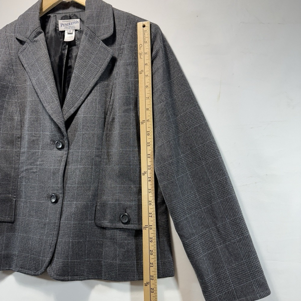 PENDLETON PLAID BLAZER 100% WOOL JACKET SPORTCOAT GRAY WOMENS 12 - Picture 10 of 13